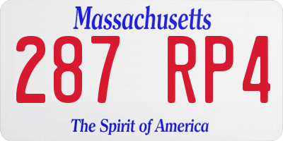 MA license plate 287RP4