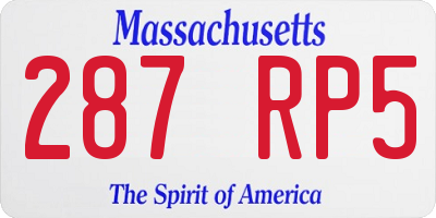 MA license plate 287RP5