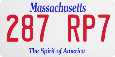 MA license plate 287RP7