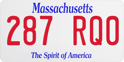 MA license plate 287RQ0