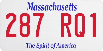 MA license plate 287RQ1