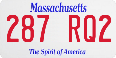 MA license plate 287RQ2