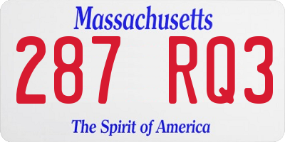 MA license plate 287RQ3