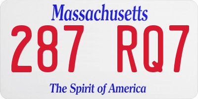 MA license plate 287RQ7