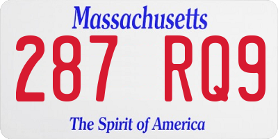 MA license plate 287RQ9