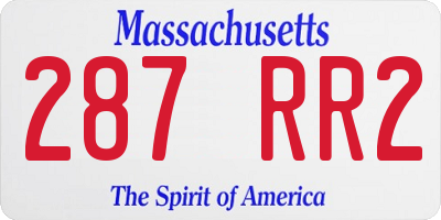 MA license plate 287RR2
