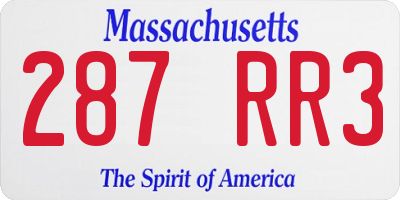 MA license plate 287RR3