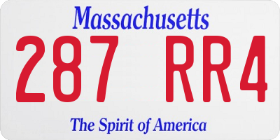 MA license plate 287RR4