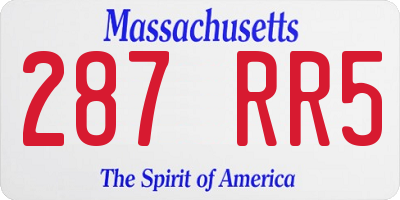 MA license plate 287RR5