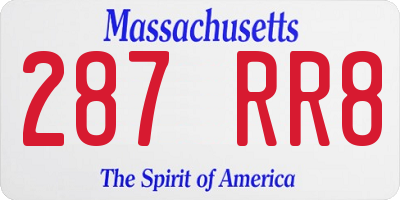 MA license plate 287RR8
