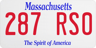 MA license plate 287RS0