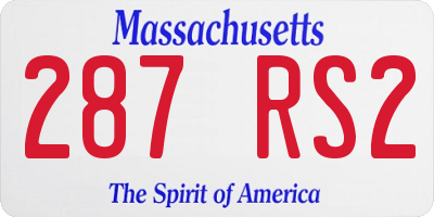 MA license plate 287RS2