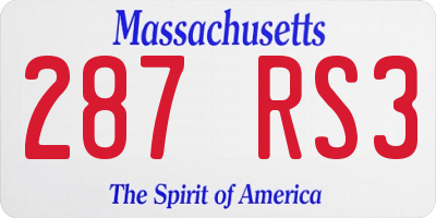 MA license plate 287RS3