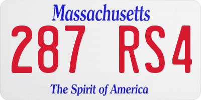 MA license plate 287RS4