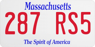 MA license plate 287RS5