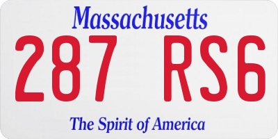 MA license plate 287RS6