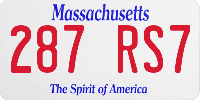 MA license plate 287RS7
