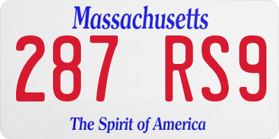 MA license plate 287RS9