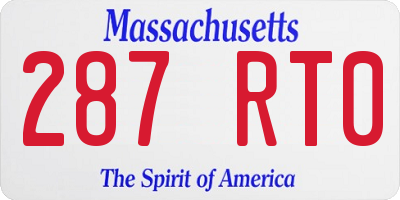 MA license plate 287RT0