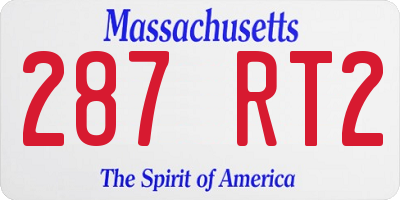MA license plate 287RT2