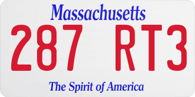 MA license plate 287RT3
