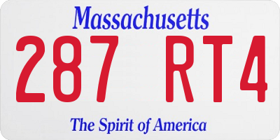 MA license plate 287RT4