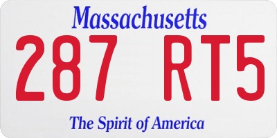MA license plate 287RT5