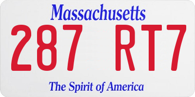 MA license plate 287RT7