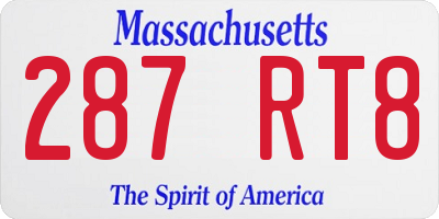 MA license plate 287RT8