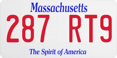 MA license plate 287RT9