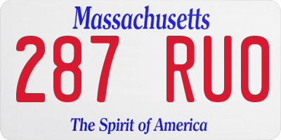 MA license plate 287RU0