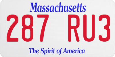 MA license plate 287RU3