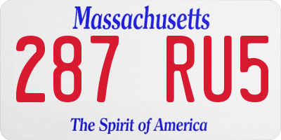 MA license plate 287RU5