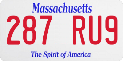 MA license plate 287RU9