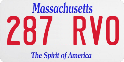 MA license plate 287RV0