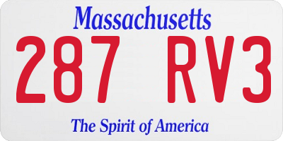 MA license plate 287RV3