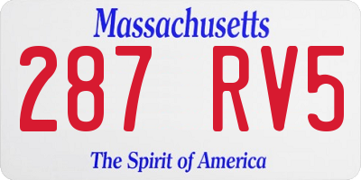 MA license plate 287RV5