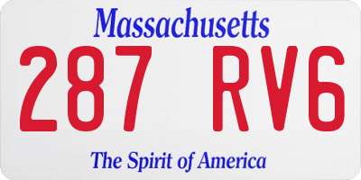 MA license plate 287RV6