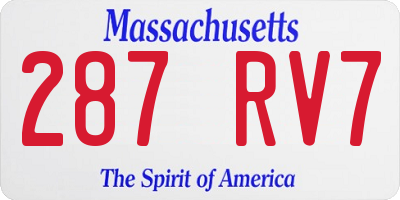 MA license plate 287RV7