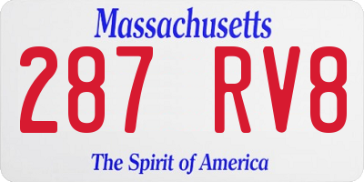 MA license plate 287RV8