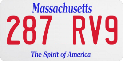 MA license plate 287RV9