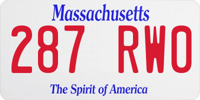 MA license plate 287RW0