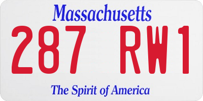 MA license plate 287RW1
