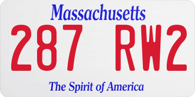 MA license plate 287RW2