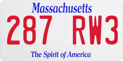 MA license plate 287RW3