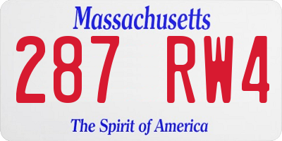 MA license plate 287RW4