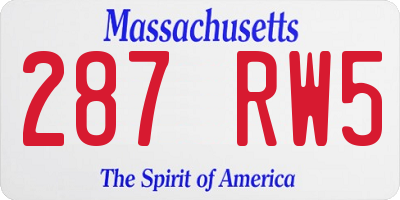 MA license plate 287RW5