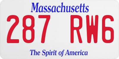 MA license plate 287RW6