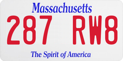MA license plate 287RW8