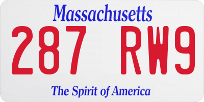 MA license plate 287RW9